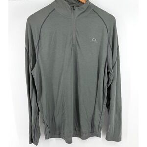 Paradox Mens Merino Wool Blend 1/4 Zip Base Layer Pullover Gray Large